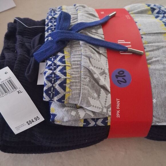 🎁Gap Men's 2 Pack Waffle Knit Thermal Jogger Pajama Pants Navy Gray sz XL $84 - Picture 5 of 7